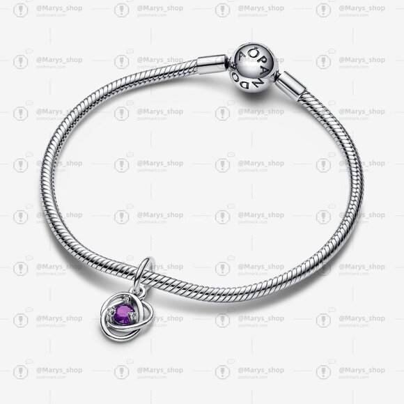 Pandora Purple Eternity Circle Dangle Charm - Picture 3 of 6